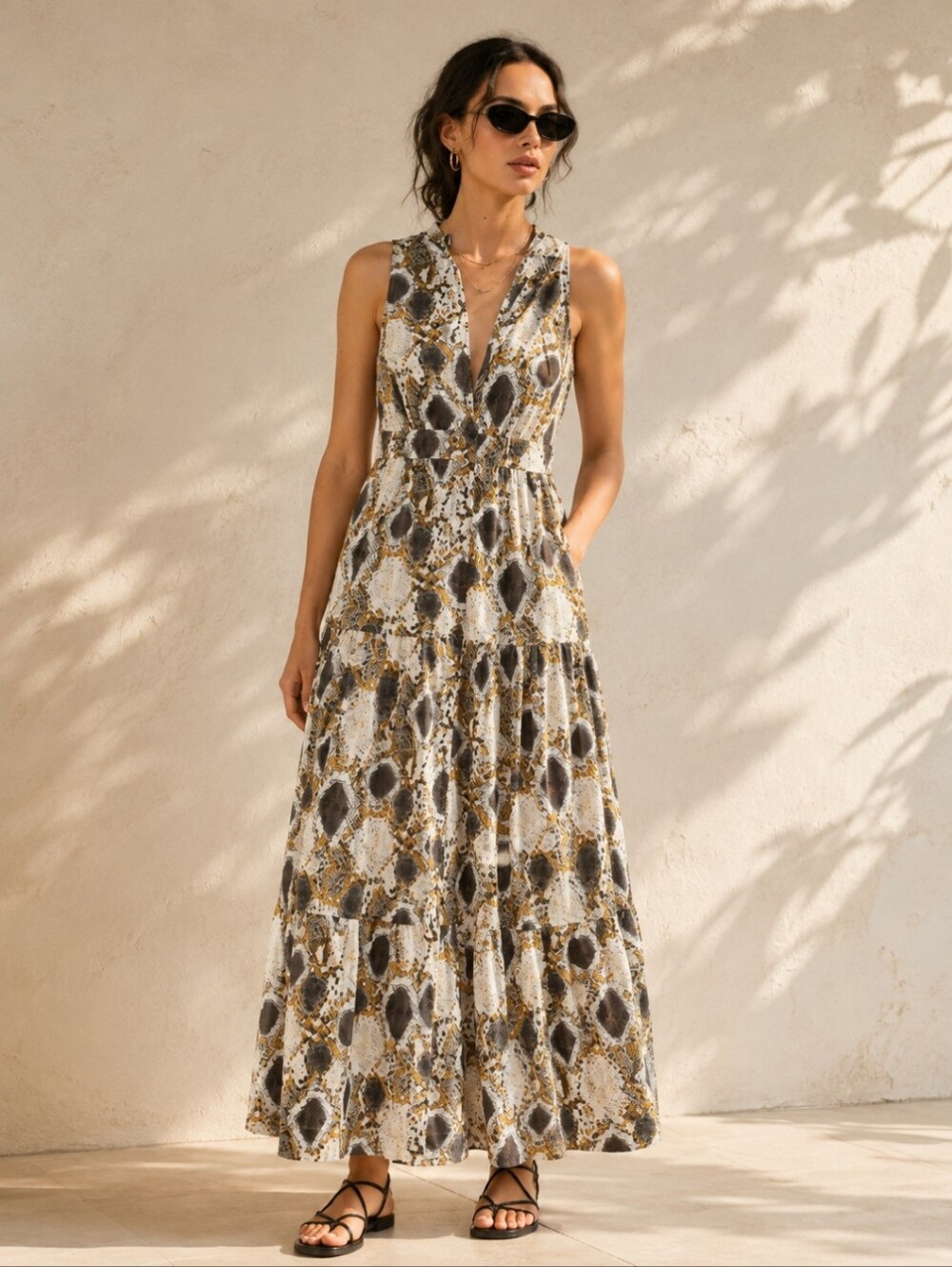 NWT! Anthropologie Maeve Snake-Printed Maxi Dress 6